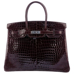 Hermes NEW Birkin 35 Crocodile Exotic Top Handle Satchel Tote Bag in Box 
