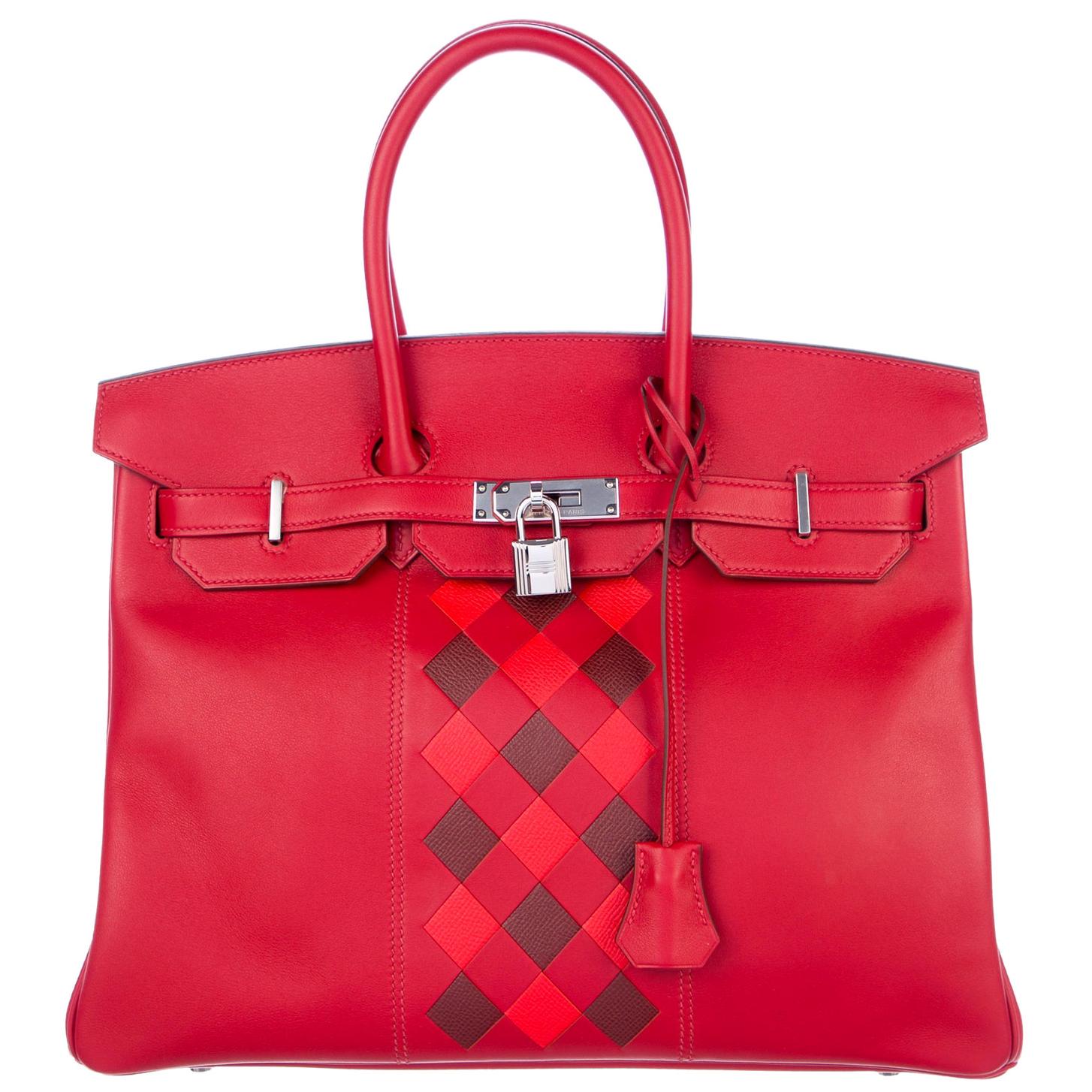 Hermes NEW Birkin 30 Red Checker Leather Top Handle Satchel Tote Bag in ...