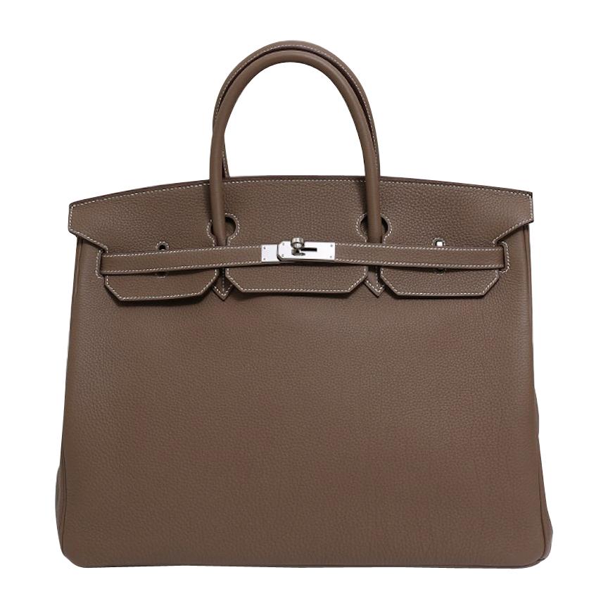 Hermes NEW Birkin 40 Taupe Tan Men
s Carryall Travel Top Handle Satchel Tote Bag