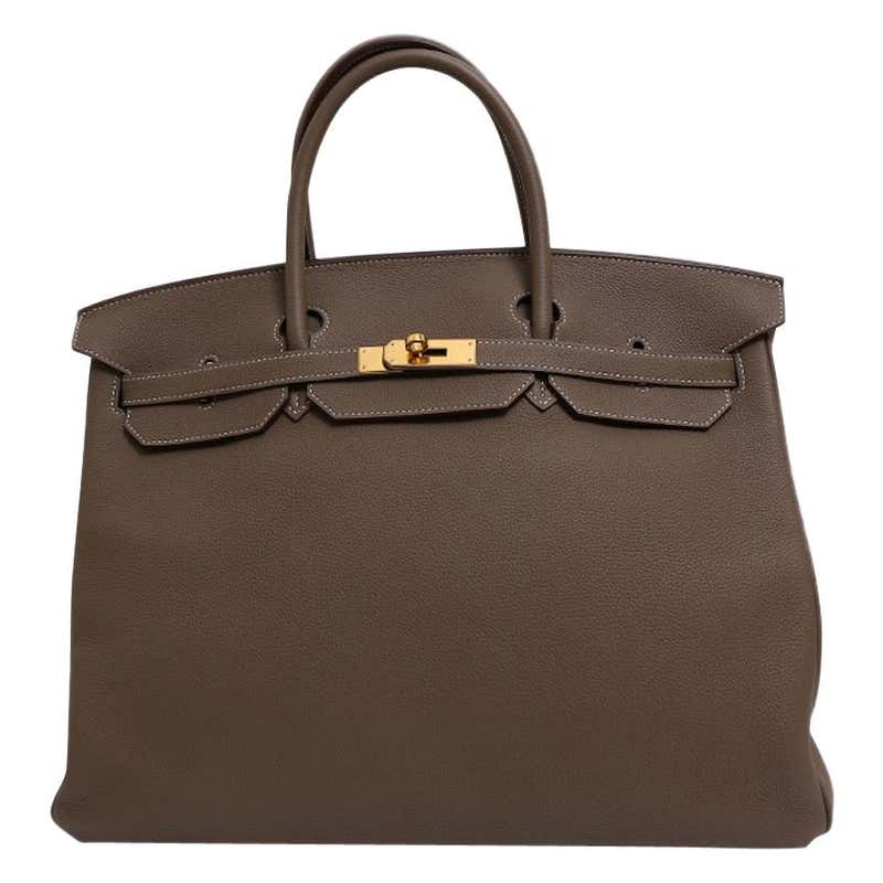 Hermes NEW Birkin 40 Taupe Tan Men's Carryall Travel Top Handle Satchel ...