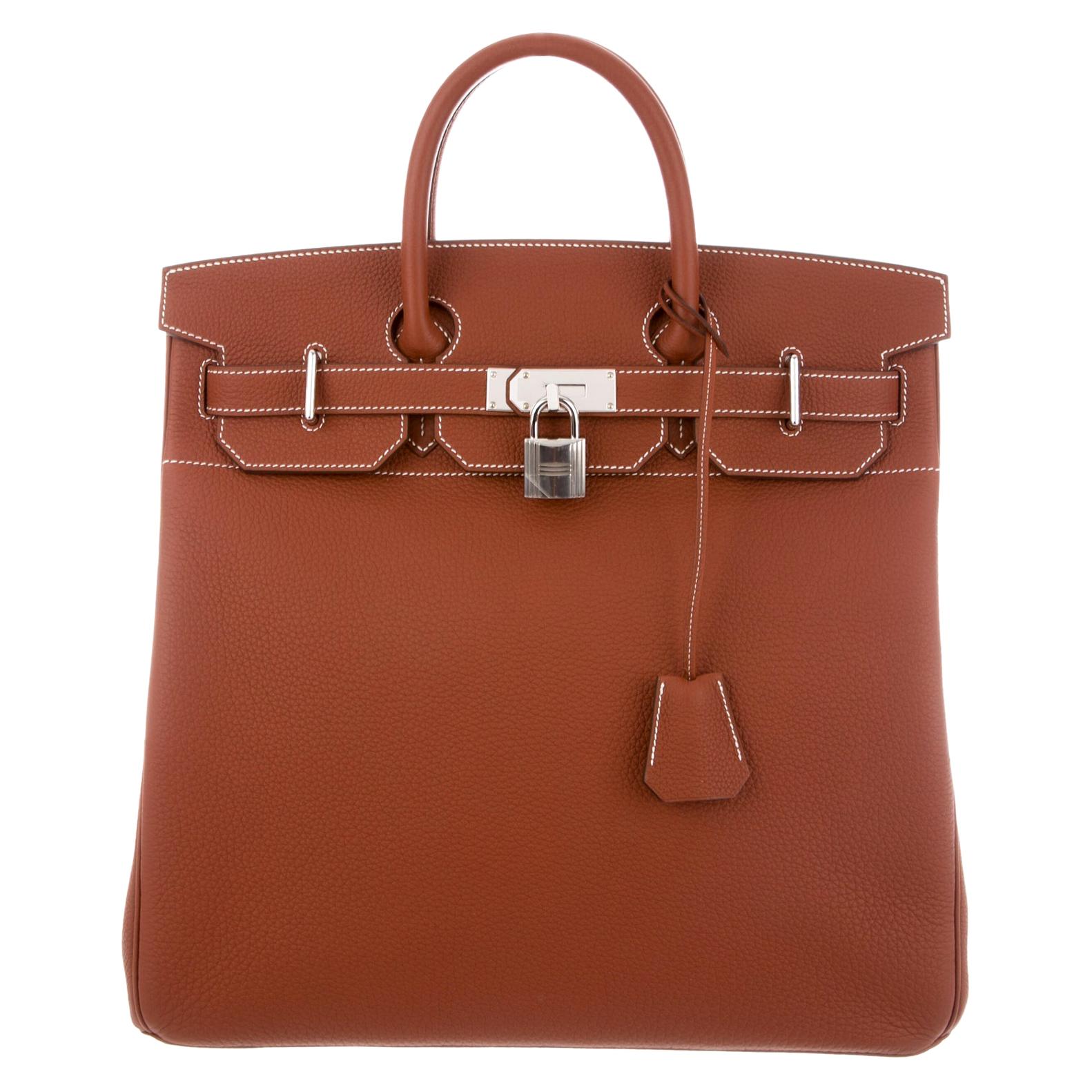 Hermes NEW Birkin HAC 40 Cognac Leather  Men's Travel Top Handle Tote Bag