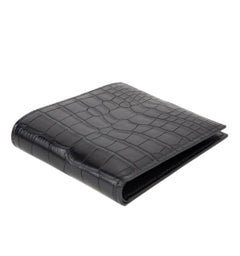 Hermes NEW Black Alligator Leather Men's Suit Bifold Bifold Pocket Wallet