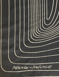 Hermes NEW Black Beige Pegase Paysage 140 Silk Cashmere Shawl by C. Renonciat