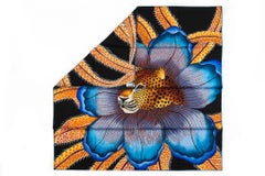 Hermes New Black Blue Baobab Silk Scarf