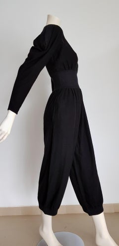 HERMES "New" Black Cashmere and Silk Jumpsuit with Elasticated Waistband- Unworn