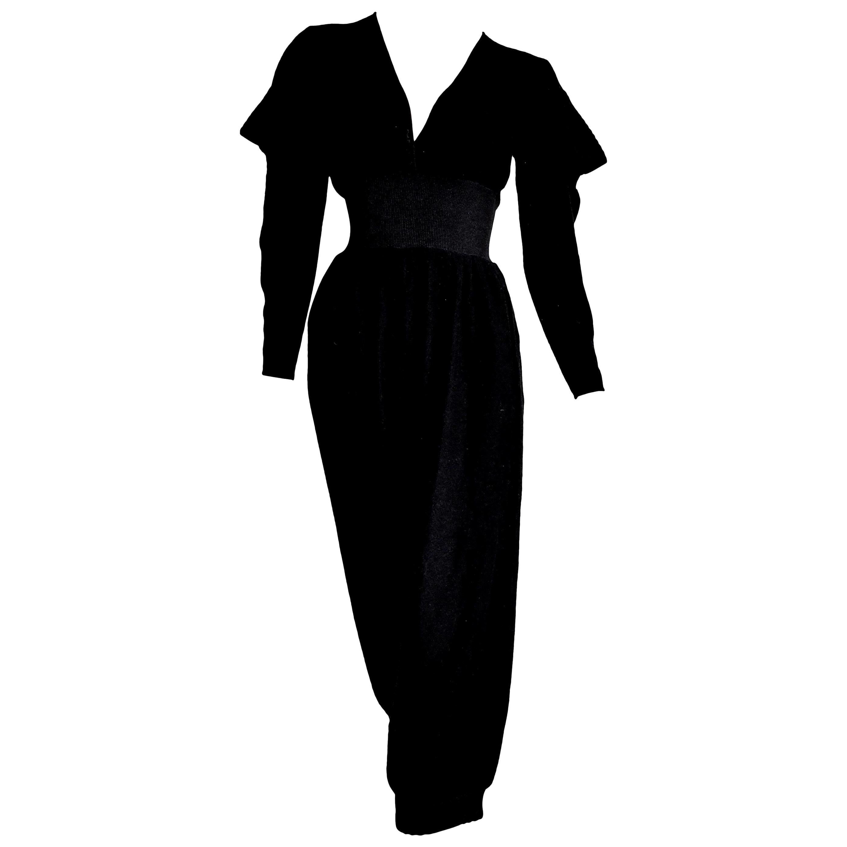 HERMES "New" Black Cashmere and Silk Jumpsuit with Elasticated Waistband- Unworn For Sale