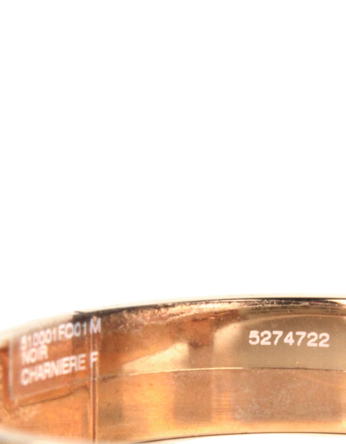 Hermes NEW Schwarz Emaille/ Rose Gold Schmales Scharnier Armband sz M im Angebot 2