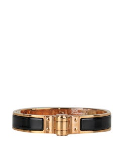 Hermes NEW Black Enamel/ Rose Gold Narrow Hinged Bracelet sz M