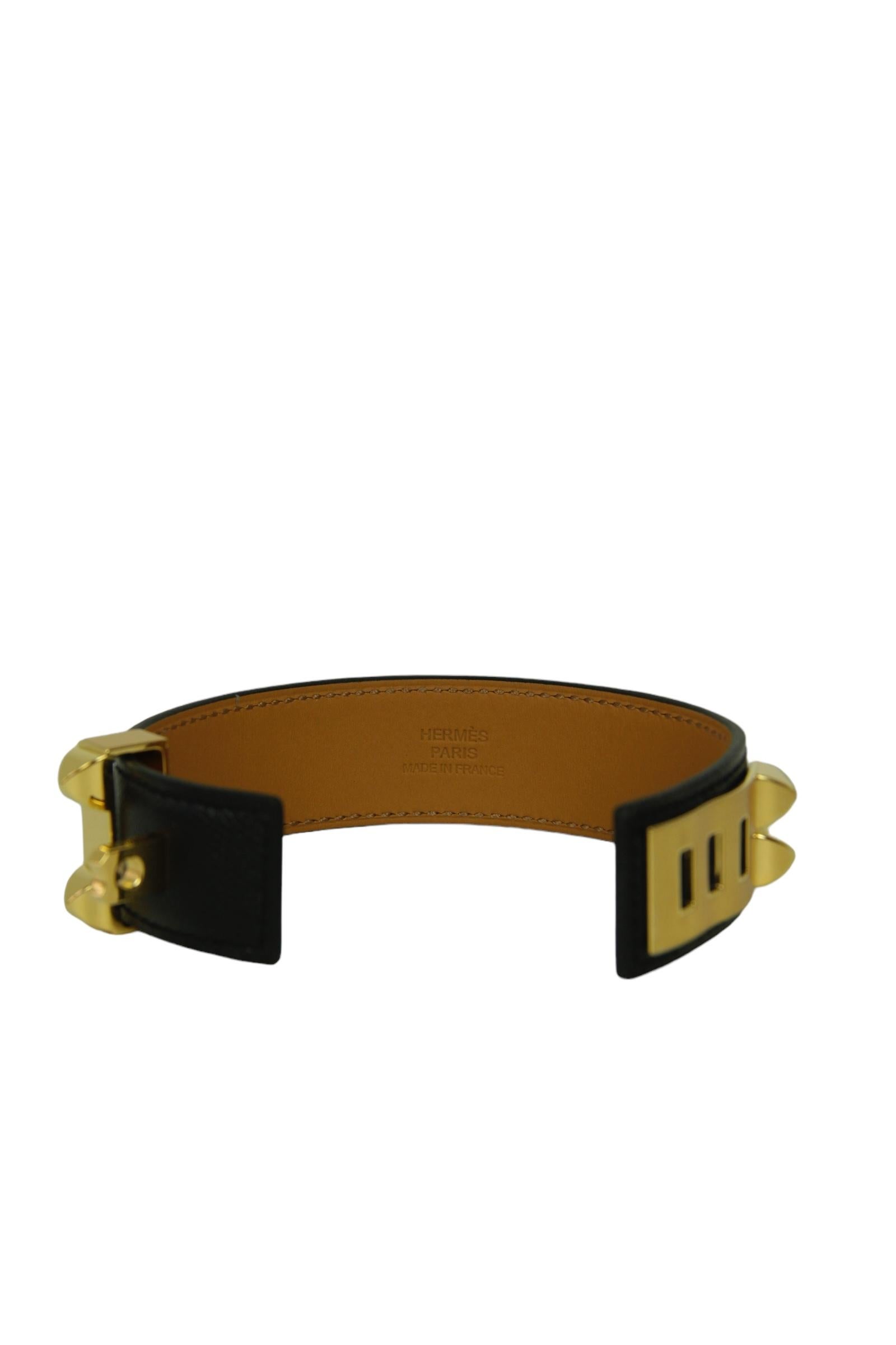 Hermes NEW Black/Gold Collier de Chien 24 Bracelet sz T3 1