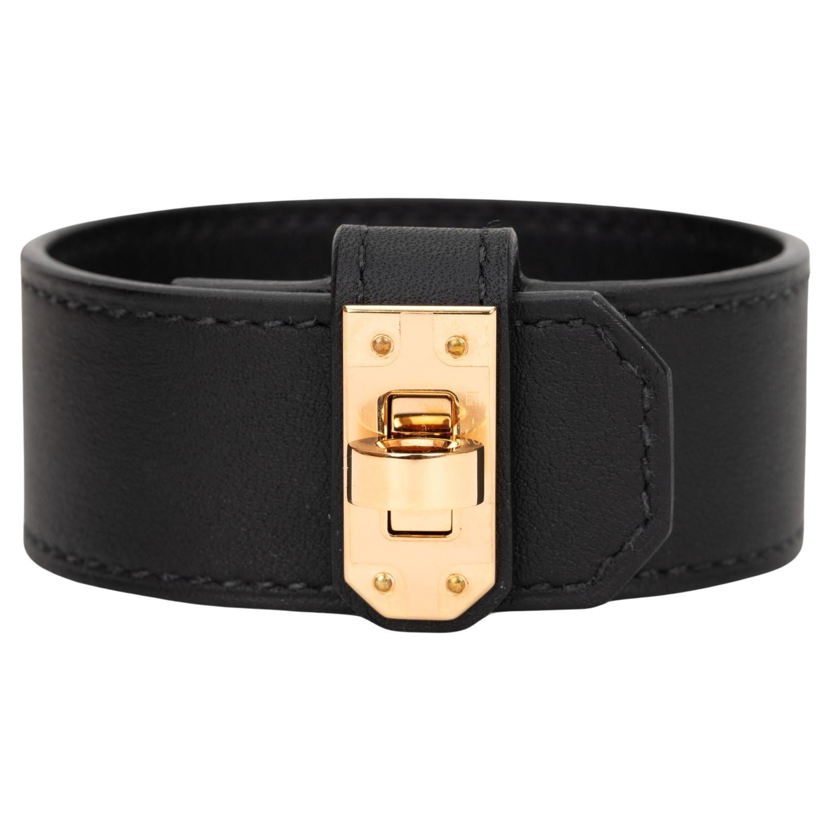 Hermes New Black Kelly Twist Bracelet