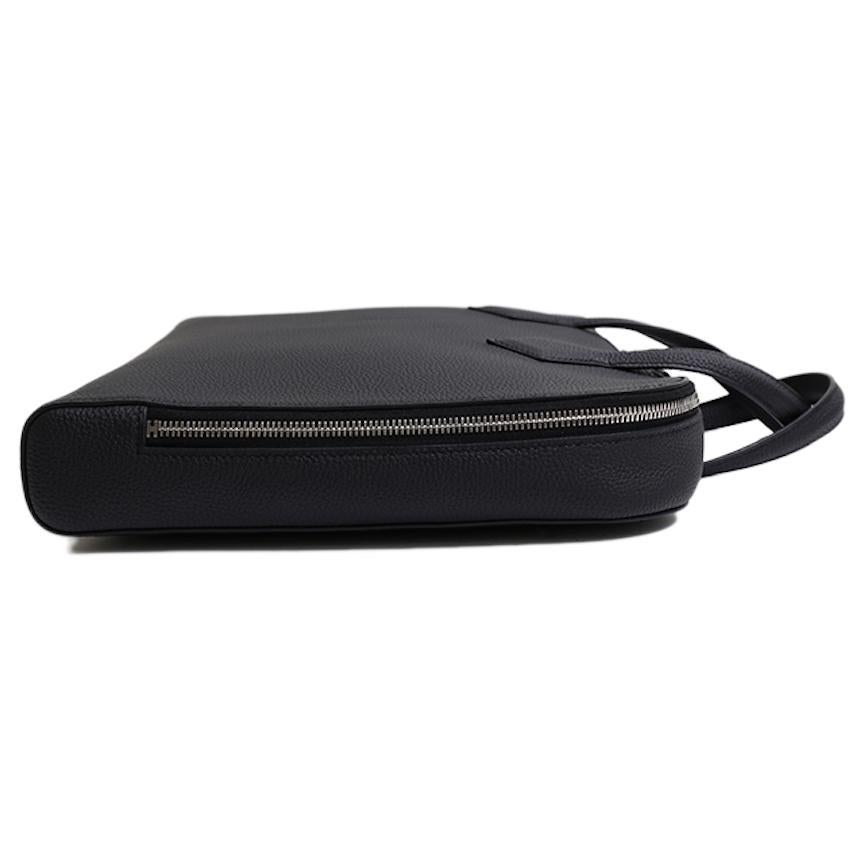 Hermes NEW Black Leather Men's Women's Travel Laptop Business Briefcase Bag 2