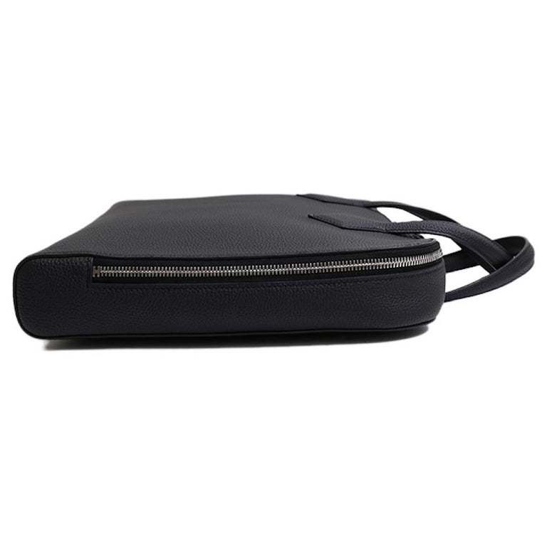 Hermes NEW Black Leather Men's Women's Travel Laptop Business Briefcase Bag For Sale at 1stDibs