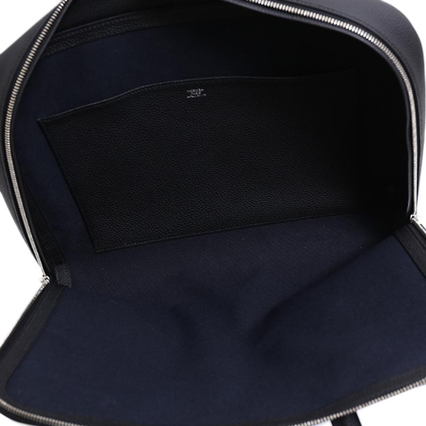 Hermes NEW Black Leather Men's Women's Travel Laptop Business Briefcase Bag 3