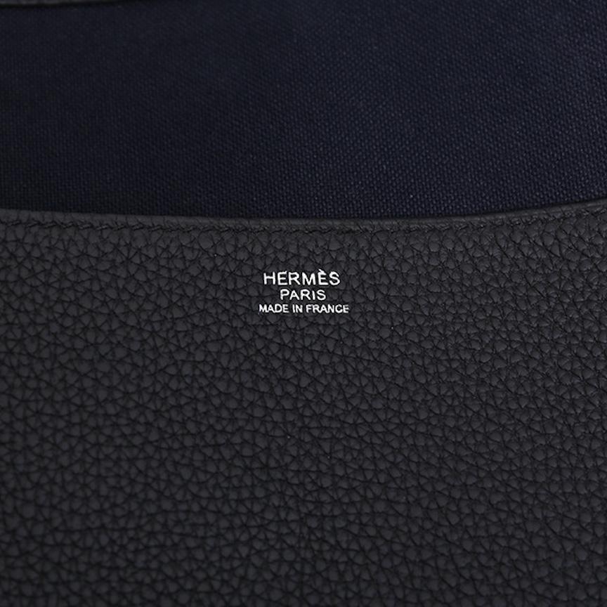 Hermes NEW Black Leather Men's Women's Travel Laptop Business Briefcase Bag 4