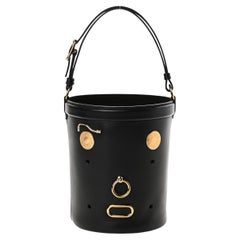 HERMES NEU, schwarz, Leder, Sac Gold, Griff oben, kleine Mini-Tragetasche