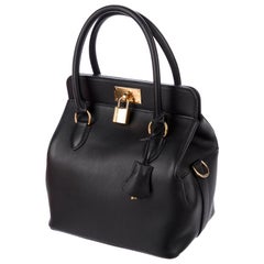 Hermes NEW Black Leather Top Handle Satchel Square Box Shoulder Bag in Box