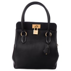 Hermes NEW Black Leather Top Handle Satchel Square Box Shoulder Bag in Box