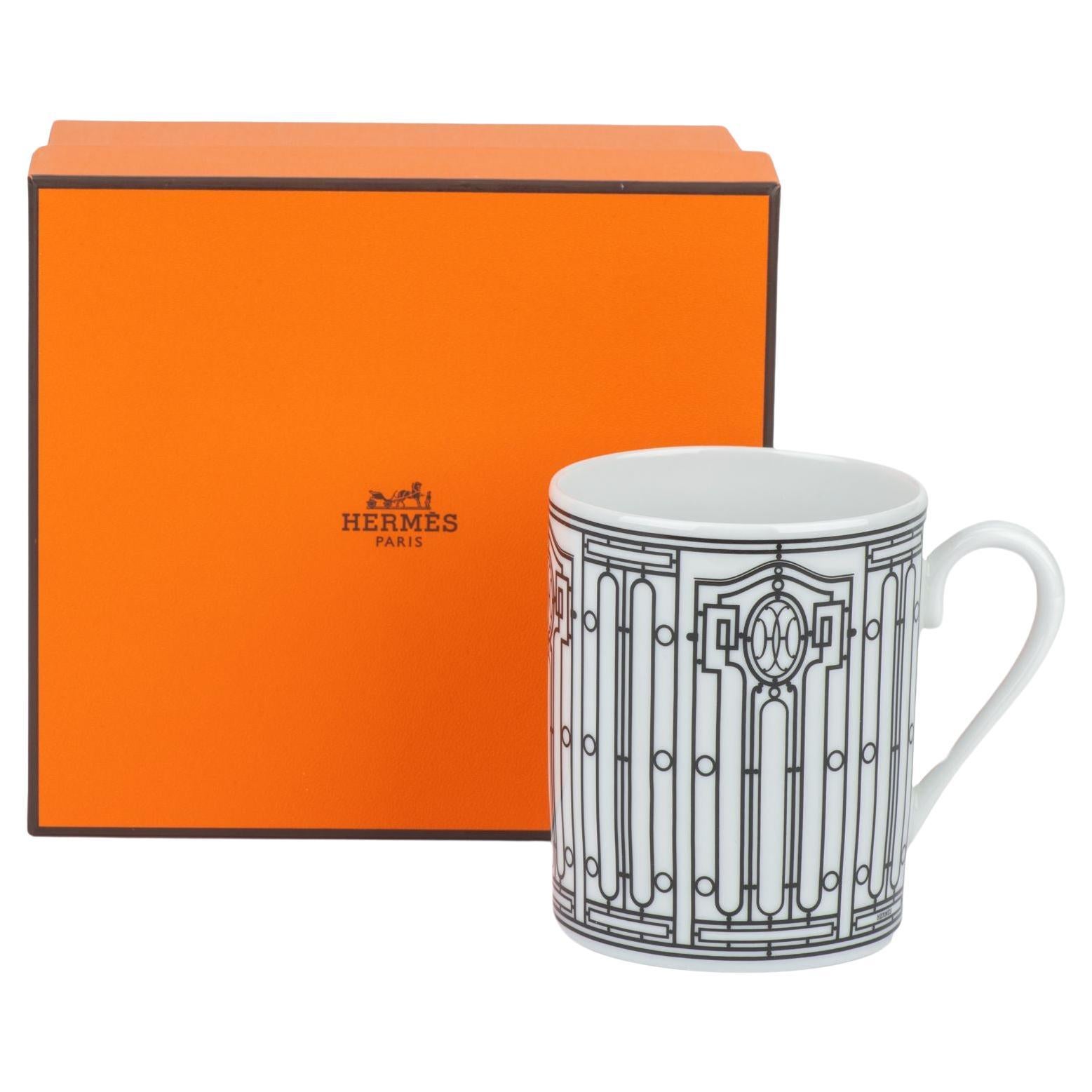 Hermès New Black Porcelain H Deco Mug For Sale