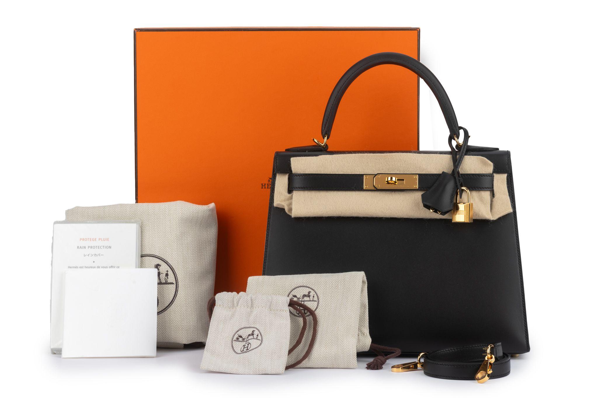 Hermès New Black Sombrero Gold Kelly 28 12