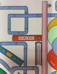 Hermes NEW Blanc/ Cyclamen Tea for Two 90cm Silk Scarf