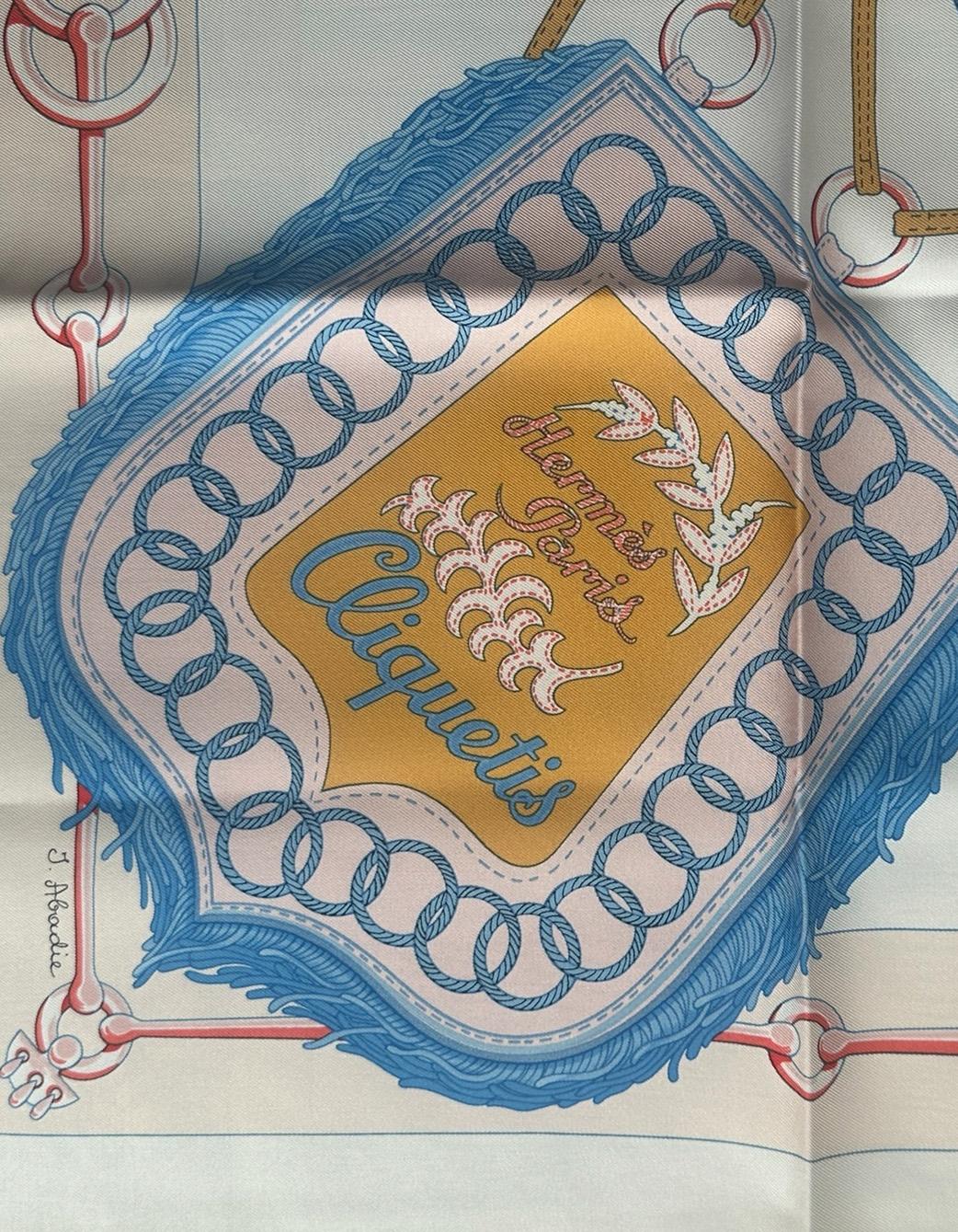Hermes NEW Blanc/ Rose Poudre Cliquetis 90cm Silk Scarf designed by Julie Abadie

Made In: France
Color: Blanc/ Rose Poudre
Materials: 100% Silk
Overall Condition: Excellent, like new
Includes: Hermes tag
Retail: $550 plus tax
Please note that this