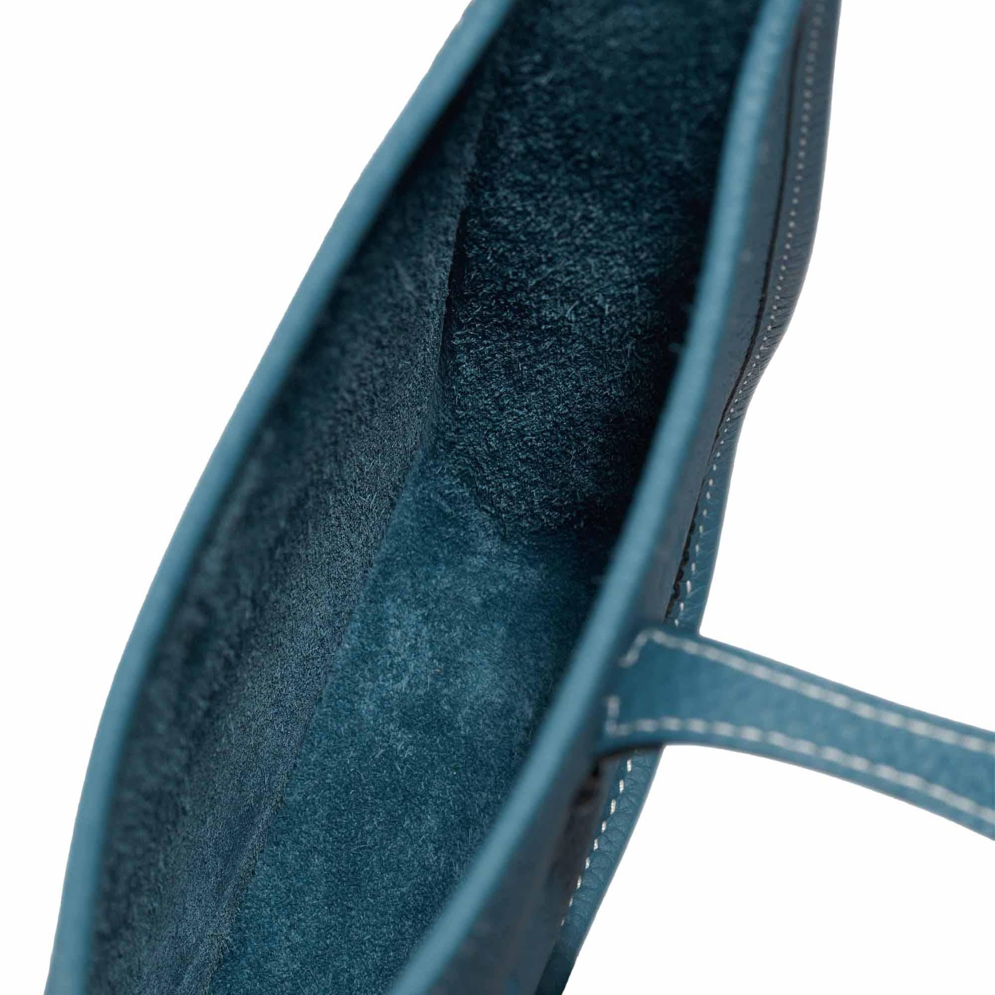 Women's HERMES New Bleu Jean blue Clemence leather EVELYNE 16 Bag For Sale