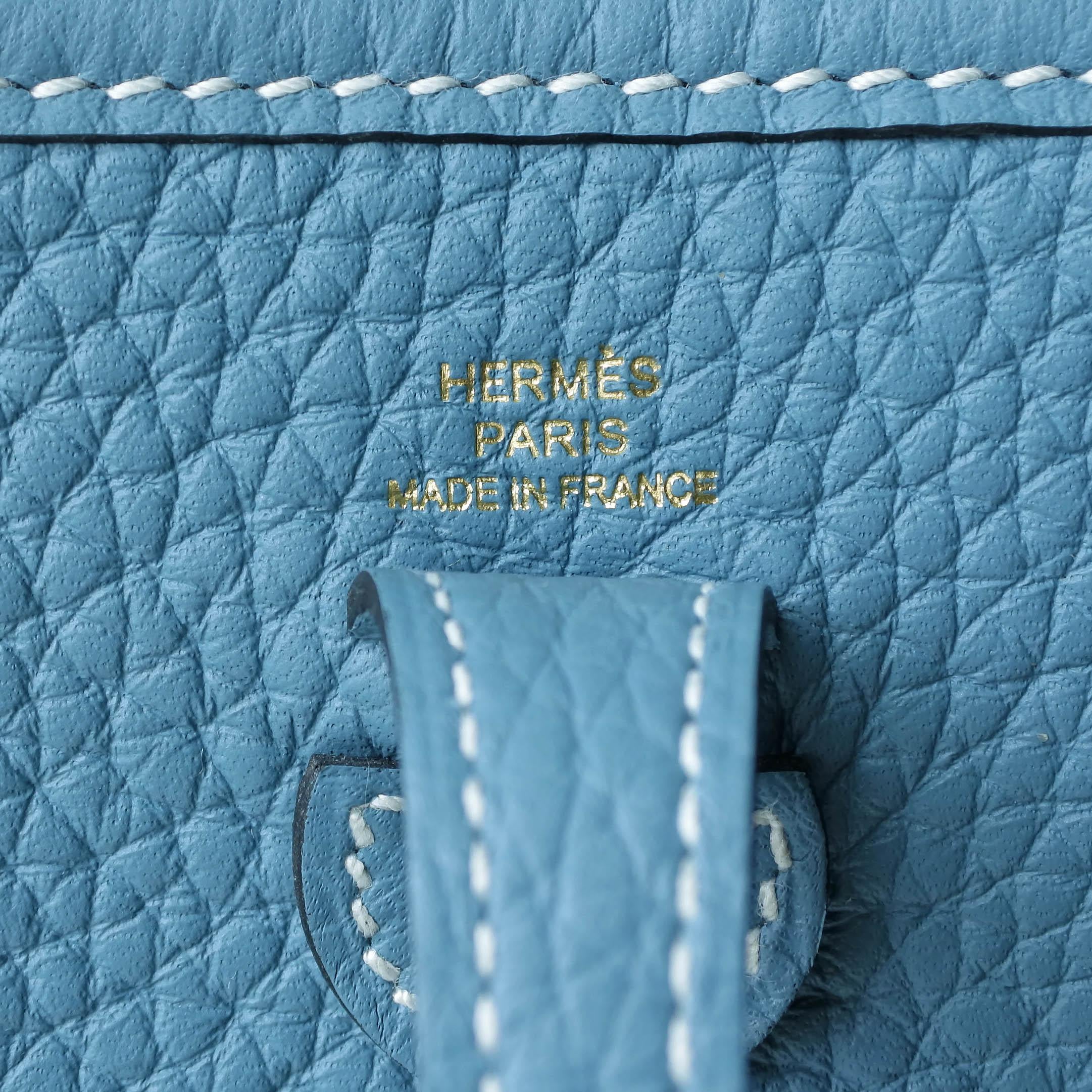HERMES New Bleu Jean blue Clemence leather EVELYNE 16 Bag For Sale 1