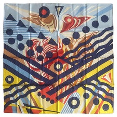Hermes NEW Bleu Marine/ Jaune Vif Le Reve de Julia 90cm Silk Scarf