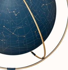 Hermes NEW Blue Leather Gold Plated Men's Women's Desk Table Globe in Box