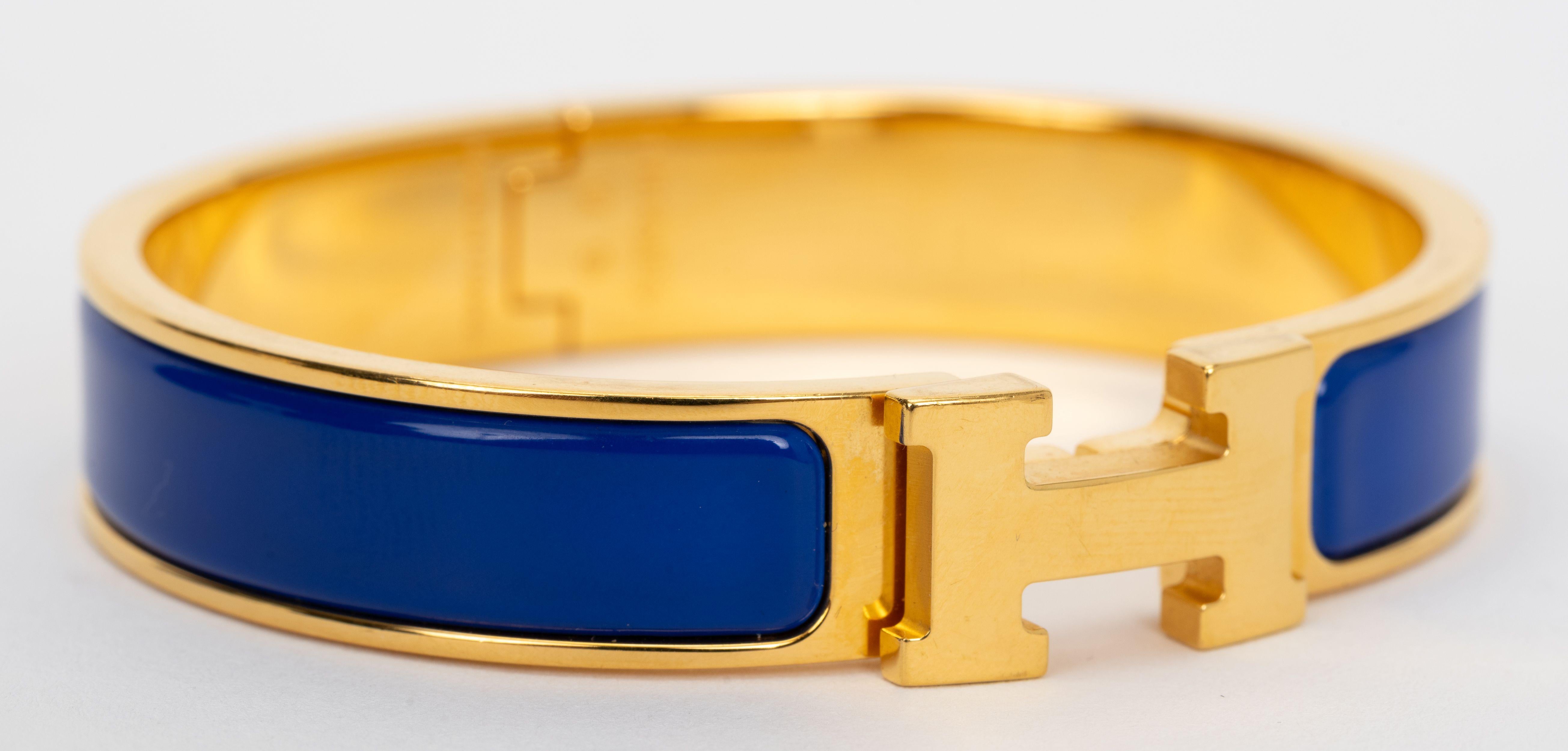 Hermes New Blue Thin Clic H Bracelet In New Condition For Sale In West Hollywood, CA