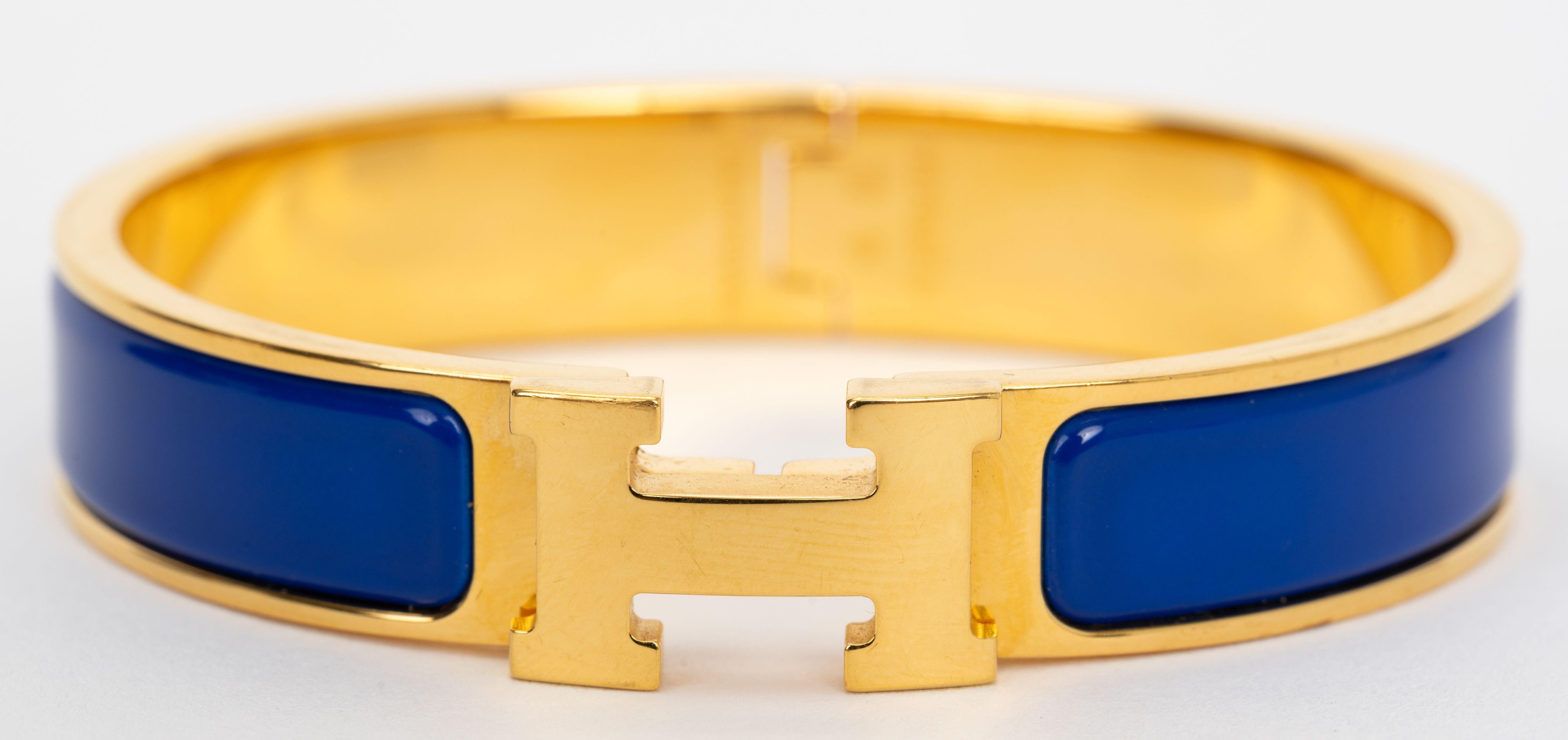Women's Hermes New Blue Thin Clic H Bracelet For Sale
