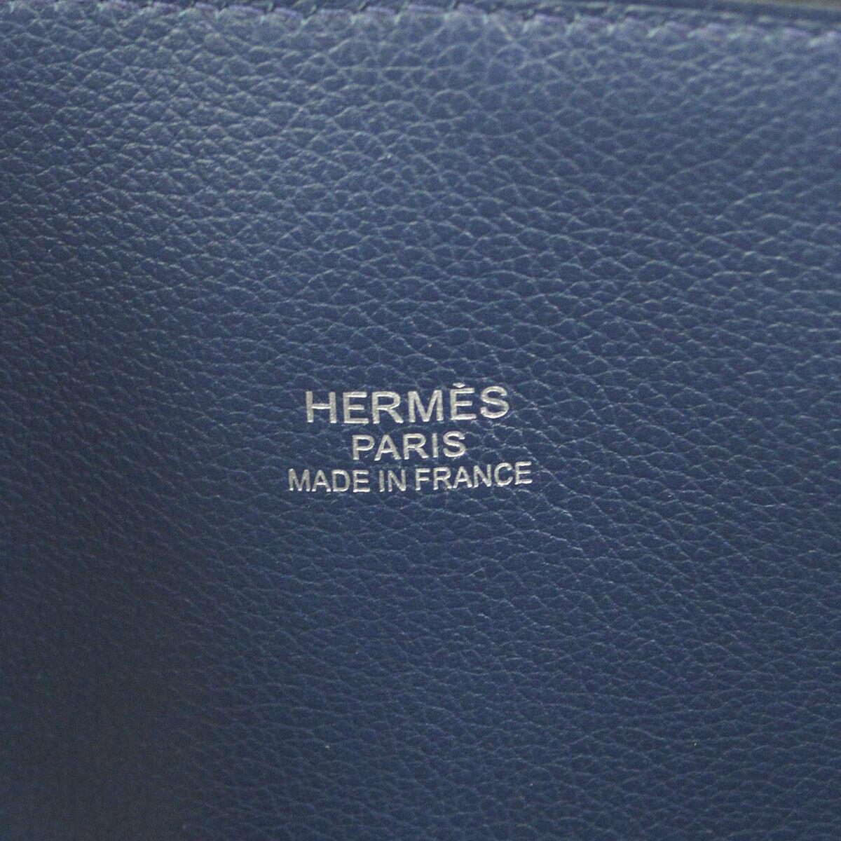 Hermes NEW Blue White Leather Stitch Top Handle Satchel Carryall Travel Tote Bag 1