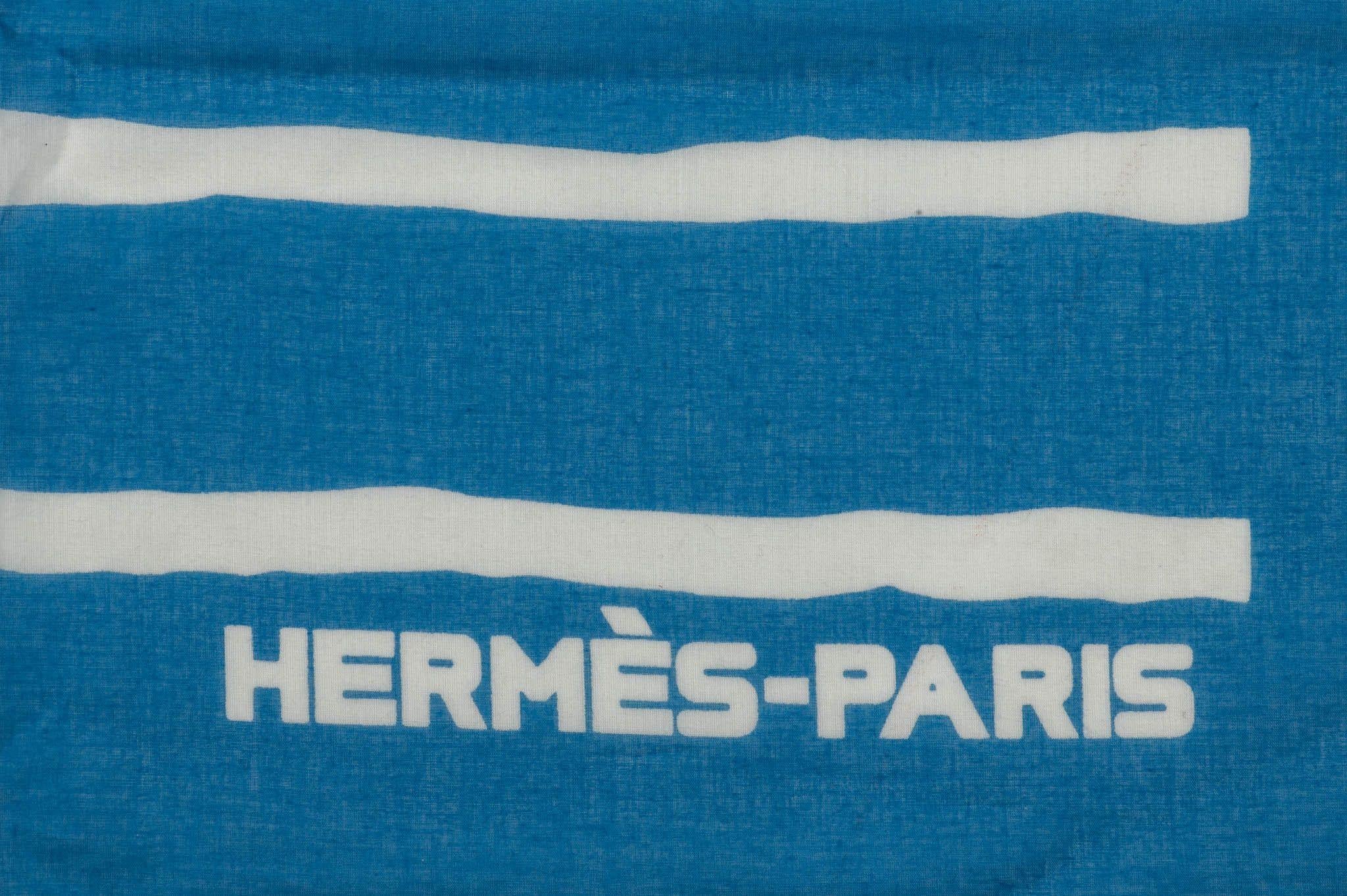 Women's or Men's Hermès New Blue White Striped Sarong For Sale