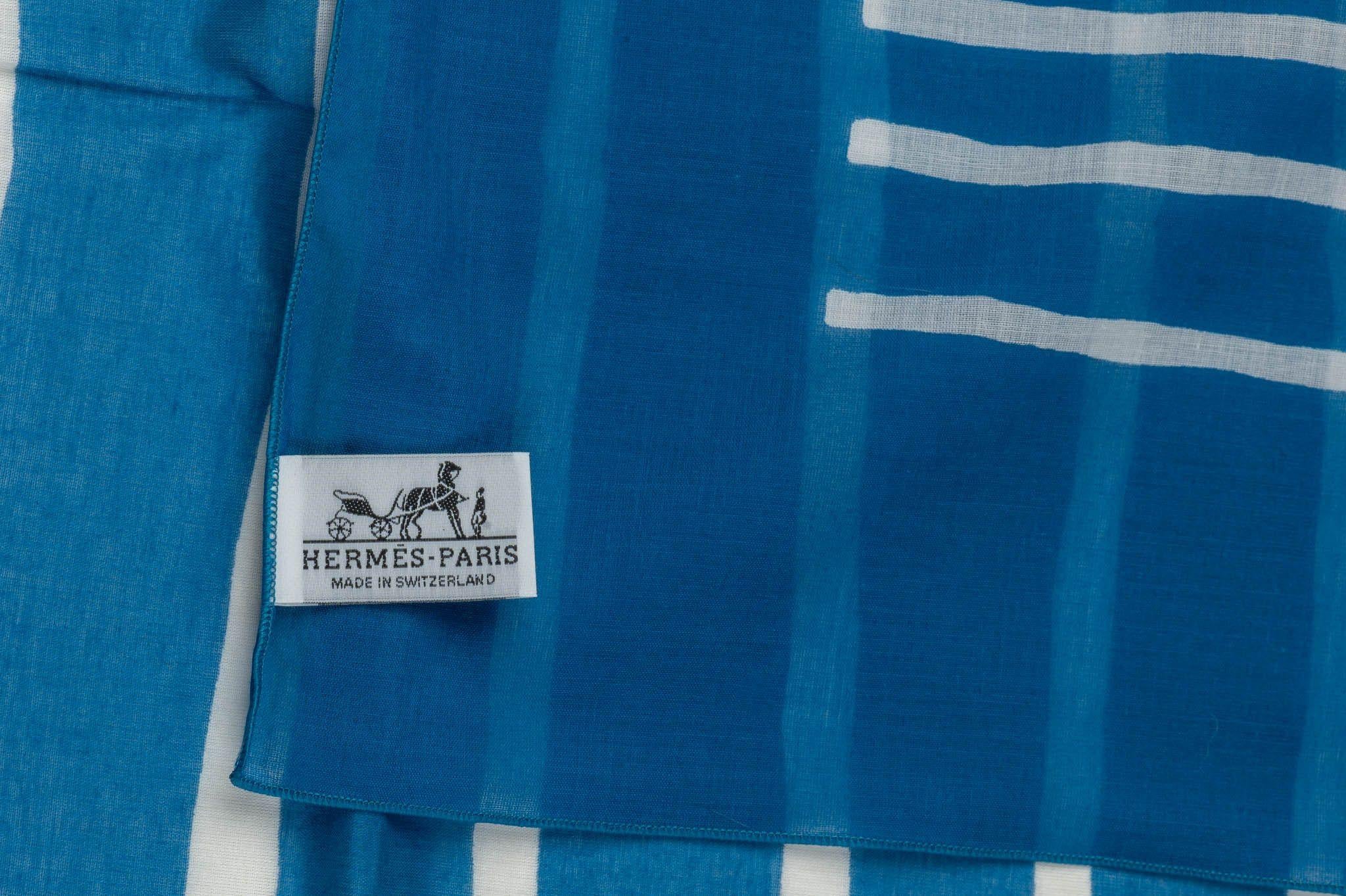 Hermès New Blue White Striped Sarong For Sale 2
