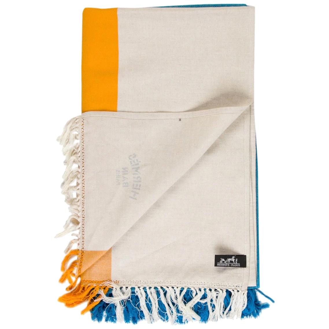 Plaid Bébé Hermès En Coton - Couverture Cabriolet Marron Unisexe - Luxe Fabriqué En France - Neuf Étiqueté
