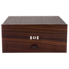 Hermès NEW Brown Wood 'H' Men's Women's Jewelry Vanity Storage Trunk Box in Box