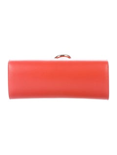 Hermes NEW Burnt Orange Leather Palladium Evening Clutch Flap Bag in Box