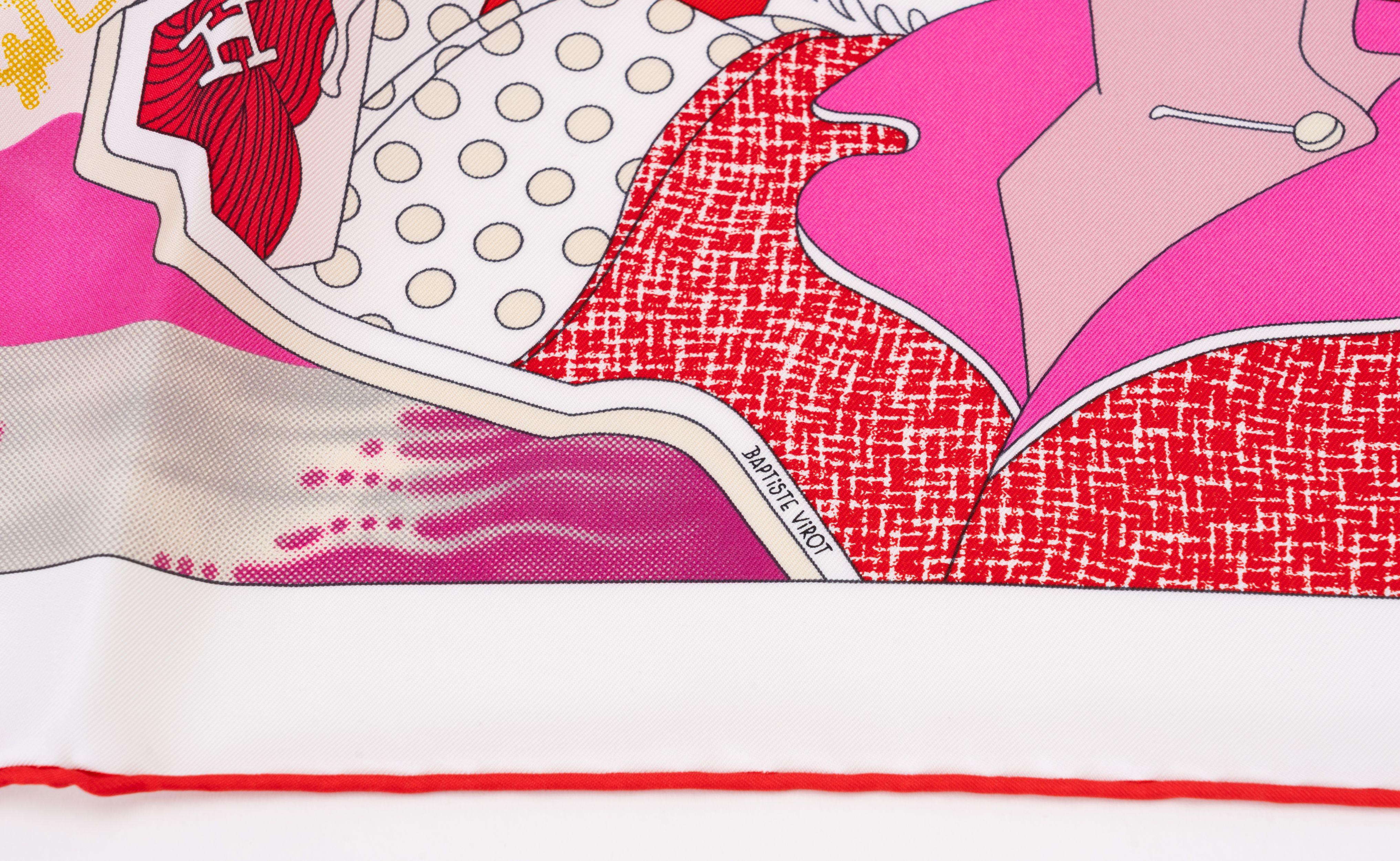 Hermès New ça Decoiffe Pink Silk Scarf In New Condition For Sale In West Hollywood, CA