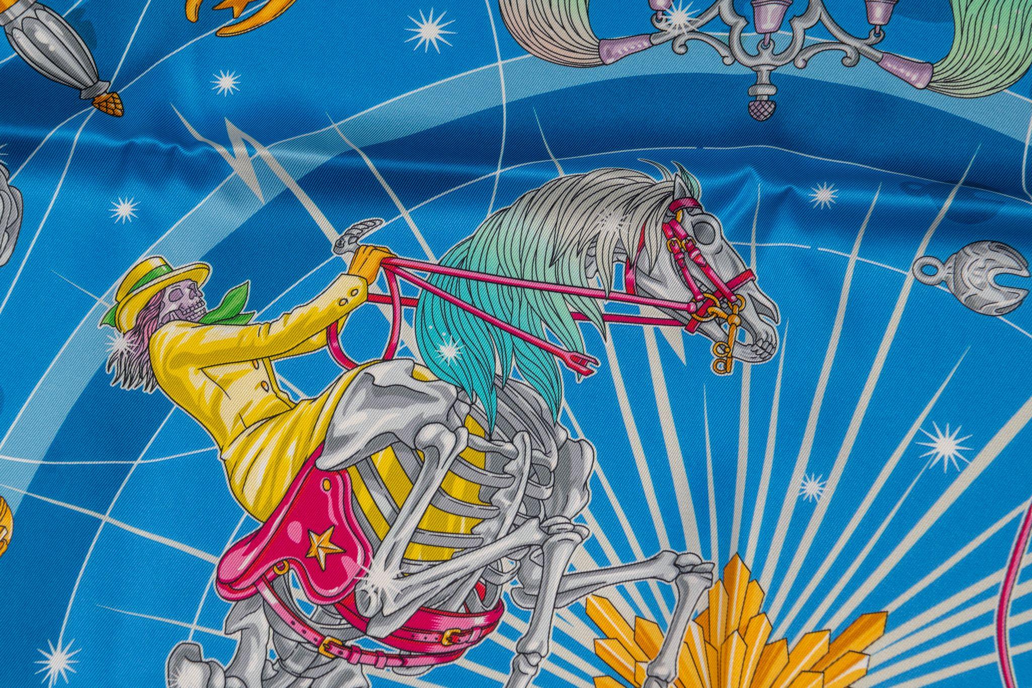 Blue Hermès New Chorus Stellarum Silk Scarf For Sale