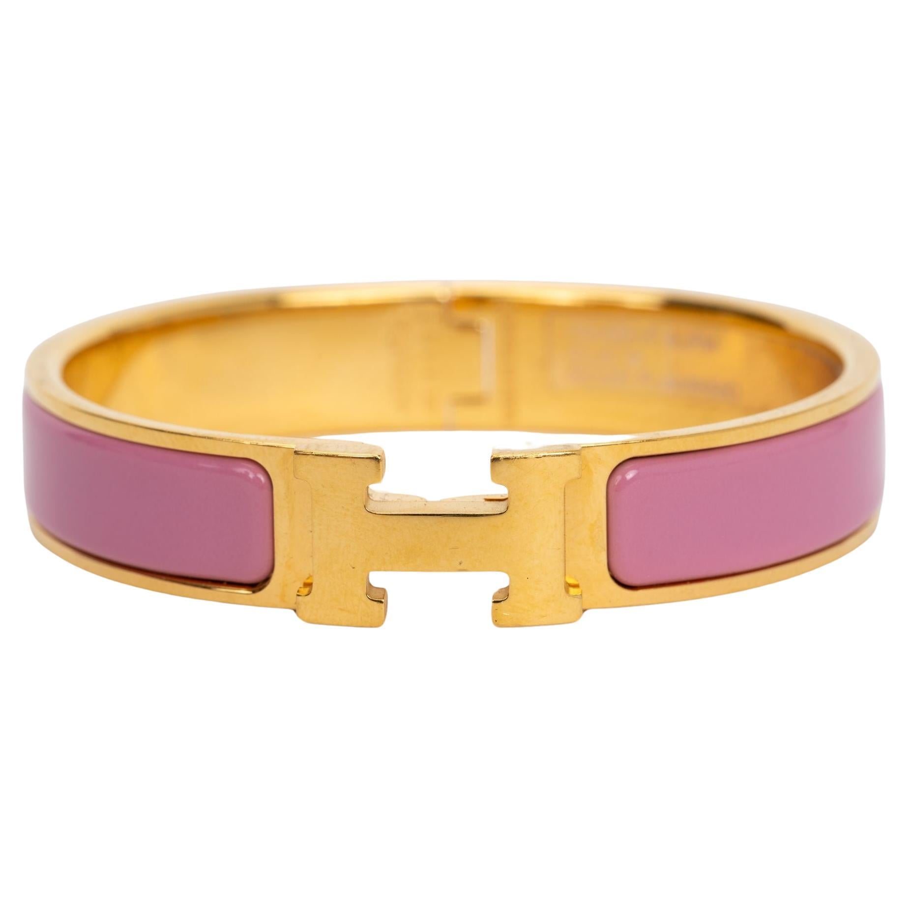 Hermes New Clic H Rose Flamingo Bracelet en vente