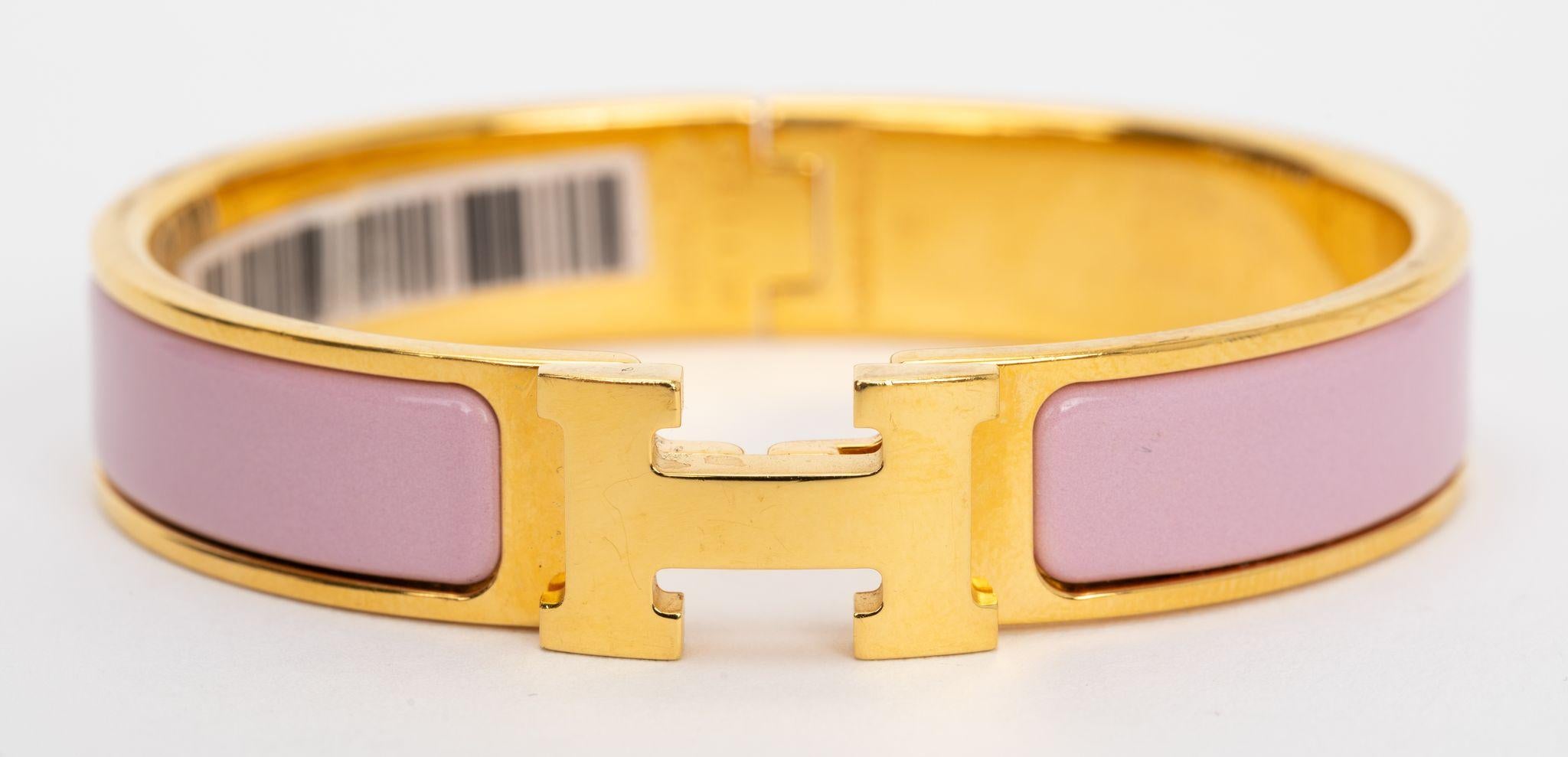 Hermes Nueva Pulsera Clic H Rosa Nacarat en Nuevo estado para la venta en West Hollywood, CA