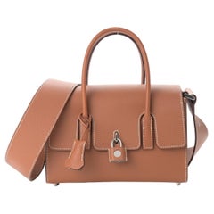 HERMES NEW Cognac Tan Evercolor Leder Palladium Small Top Handle Umhängetasche