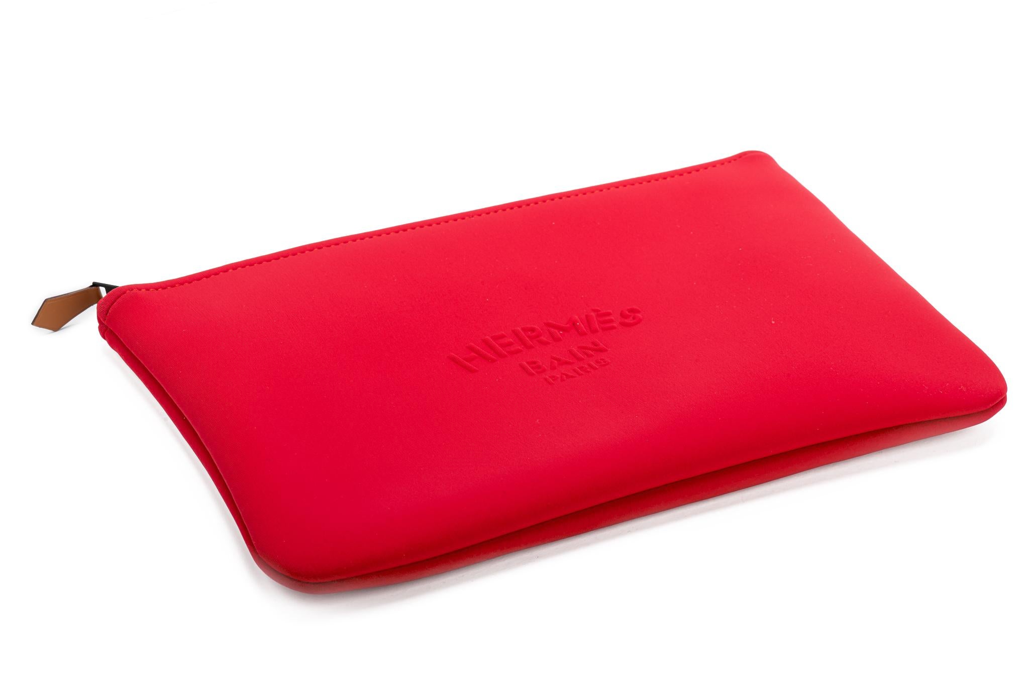 Women's or Men's Hermès New Coral Neoprene Pouch For Sale