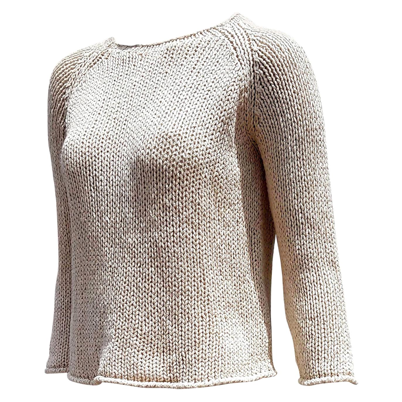 HERMÈS "New" Cream Beige Silk Linen Sweater - Unworn For Sale