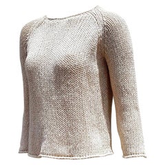 HERMÈS "New" Cream Beige Silk Linen Sweater - Unworn