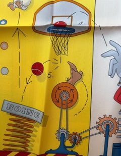 Hermes NEW Creme/ Jaune Vif/ Multicolor Tea for Two 90cm Silk Scarf