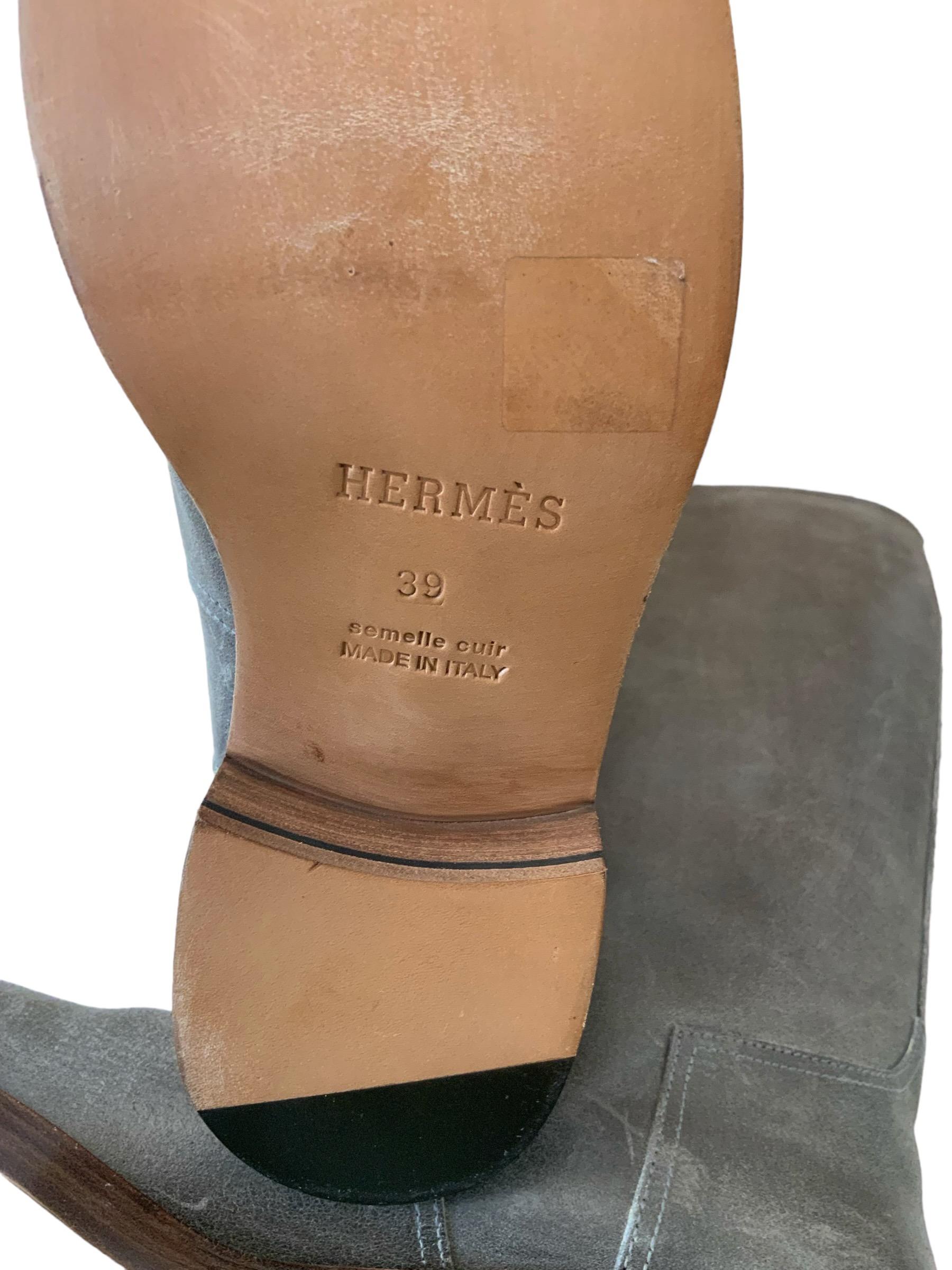 Hermès New Distressed Leather Land Boots For Sale 3