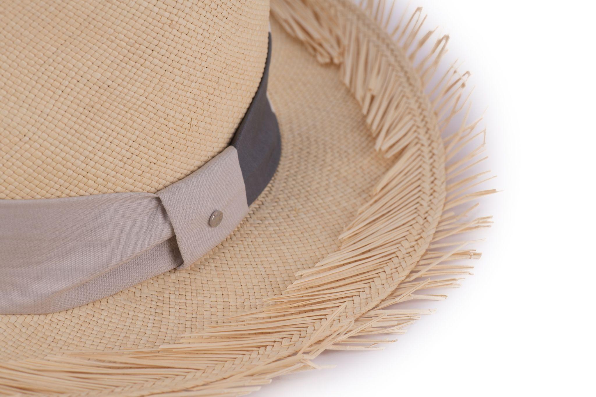 Cappello Hermès in Panama Brisa con tesa sfrangiata, fascia 