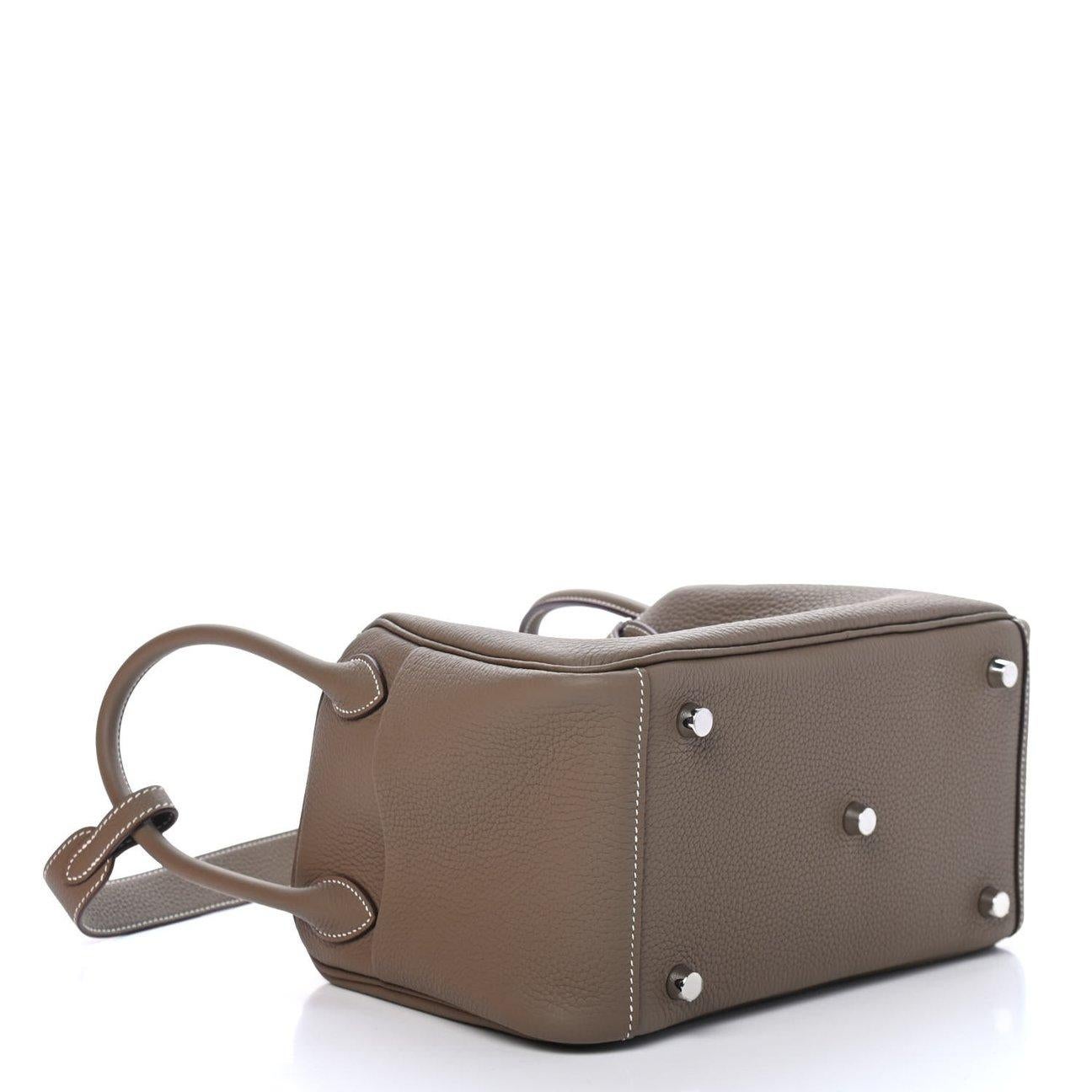 Hermès NEU Etoupe Lindy 26 Palladium Taurillon Clemence Umhängetasche (Braun) im Angebot
