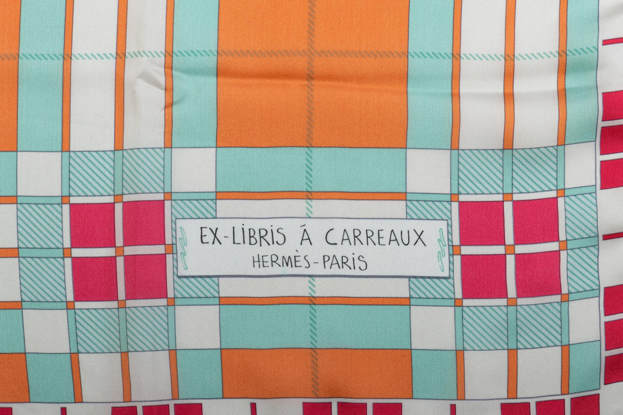 Women's Hermès New Ex Libris a Carreaux Shawl For Sale